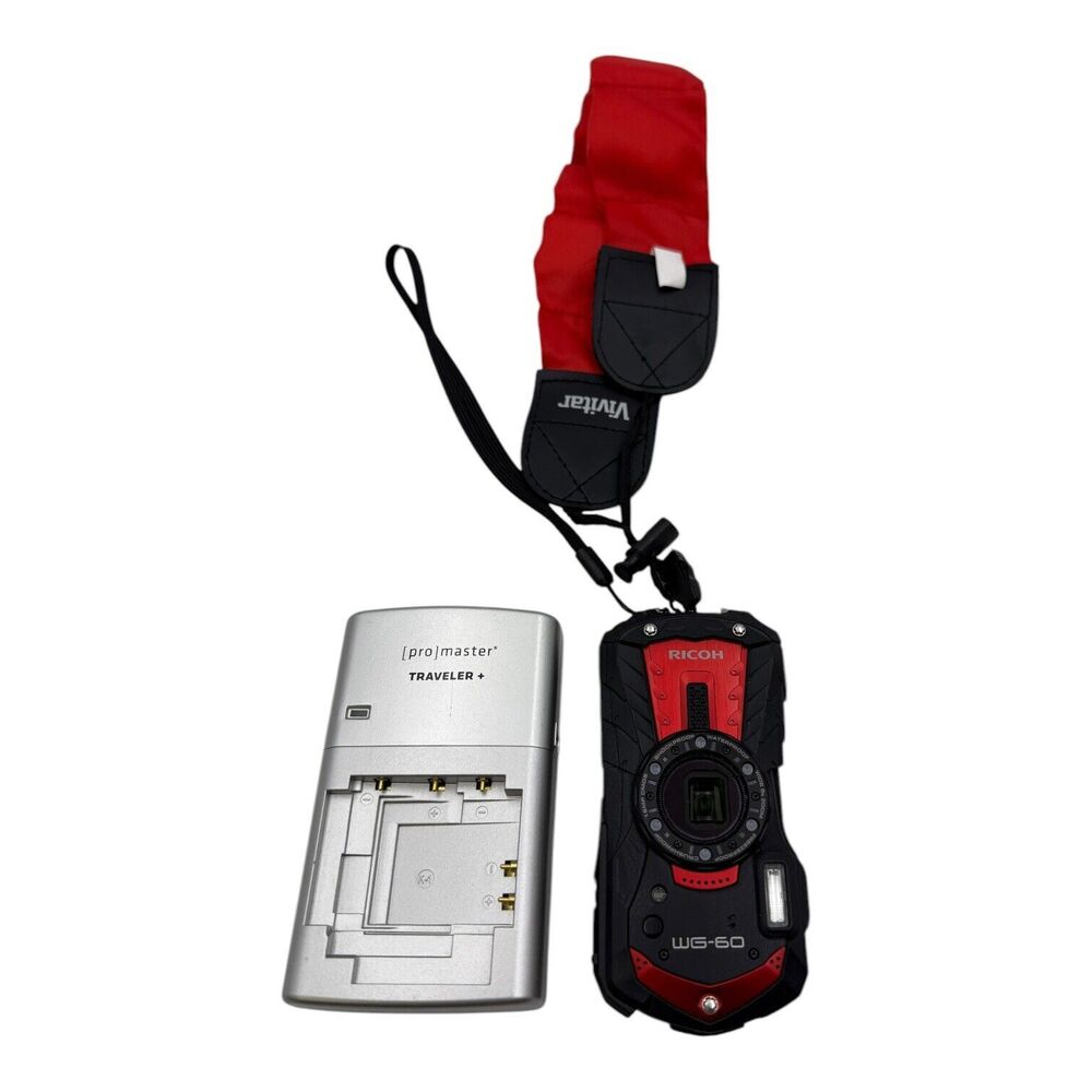 RICOH WG-60 16.0 MP 5X ZOOM RED DIGITAL CAMERA + BATTERY WATERPROOF TESTED